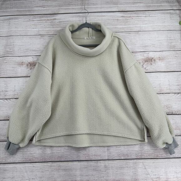 We the Free People Oversized Sherpa Turtleneck Sweater Womens Large Cream - Picture 1 of 14
